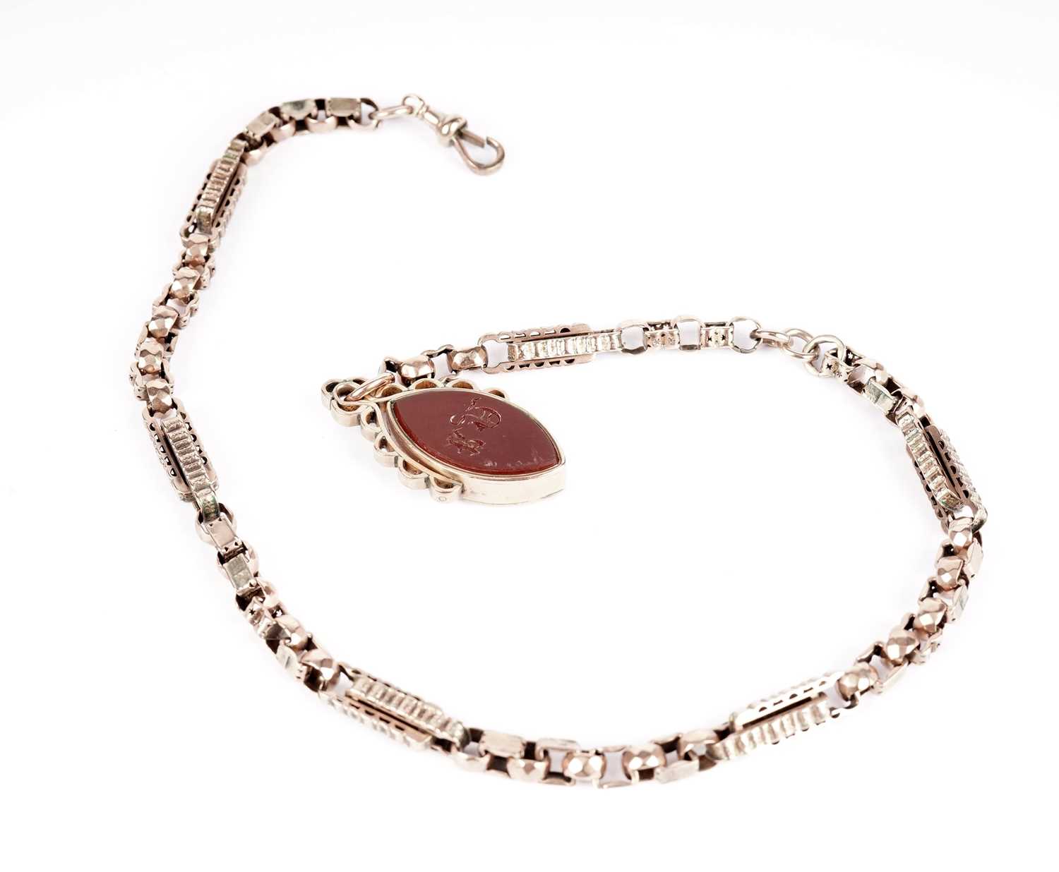 Lot 389 - A 9ct yellow gold fancy link watch chain