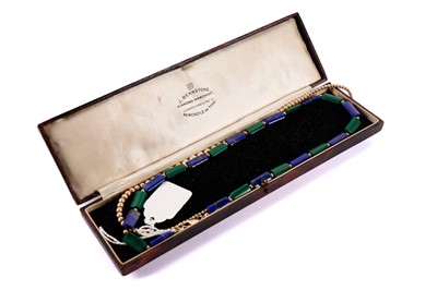 Lot 653 - A lapis lazuli and malachite necklace; and another