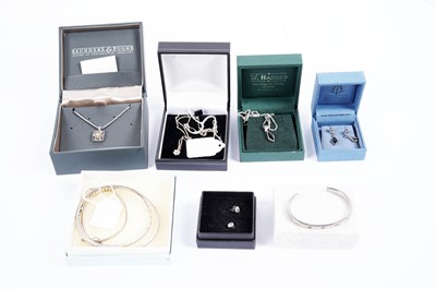 Lot 642 - A diamond flower cluster pendant; and other jewellery