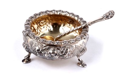 Lot 1497 - A Victorian cased set of eight small salts with matching spoons
