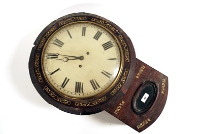 Lot 93 - A mid 19th Century inlaid rosewood twin fusee drop dial wall clock