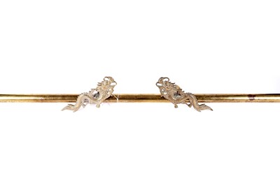 Lot 167 - A brass curtain or wall hanging display pole