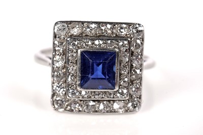 Lot 1146 - A 1930s Art Deco sapphire and diamond ring