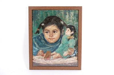 Lot 108 - Zhiwei Tu - Girl with Doll | oil
