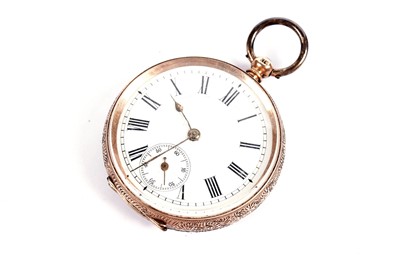 Lot 641 - A rose gold open-face pocket watch