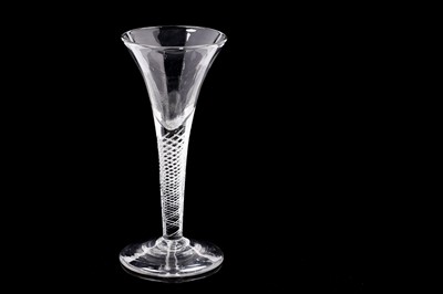 Lot 647 - A Georgian air twist trumpet-shaped wine glass