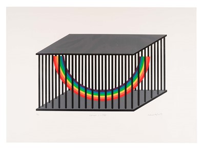 Lot 1112 - Patrick Hughes - Caught in a Cage | screenprint