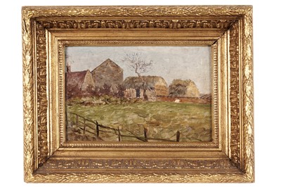 Lot 121 - Joseph Dixon Clark - Hayricks in a Farmyard | oil