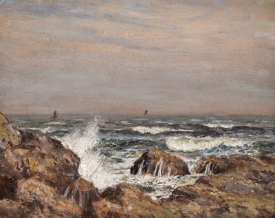 Lot 40 - Attributed to Joseph Dixon Clark - Crashing Waves on the Shore | oil