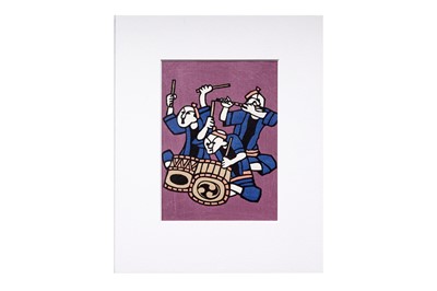 Lot 935 - Mori Yoshitoshi - Three Musicians | woodblock