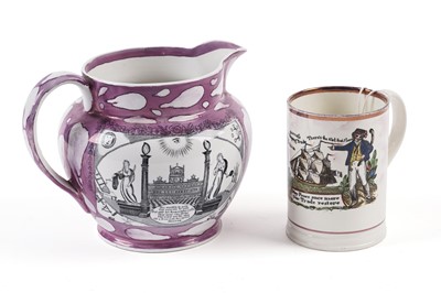 Lot 223 - A Sunderland lustre jug and a Sunderland lustre tankard