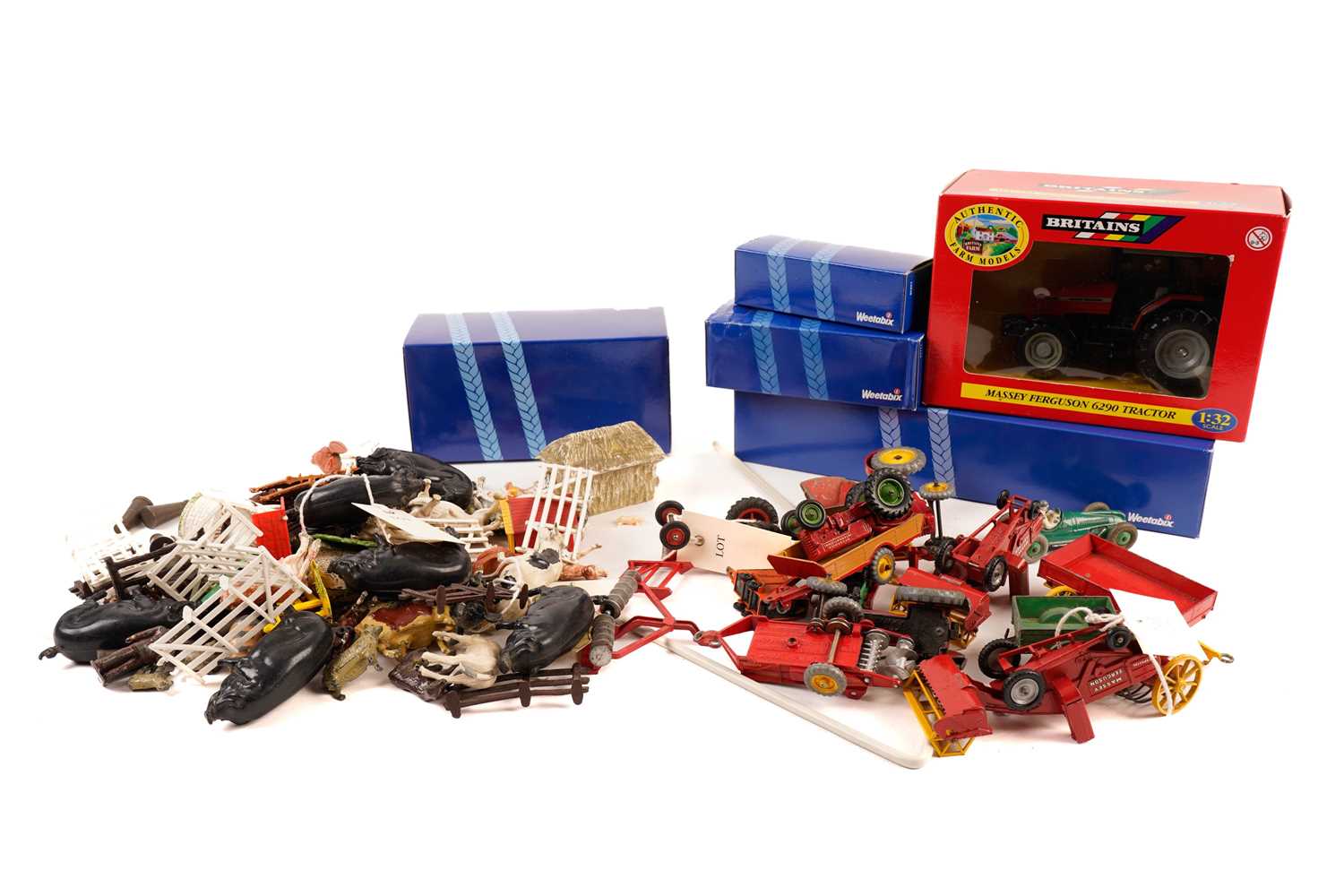 Lot 90 - A collection of vintage farmyard toys; and other model vehicles