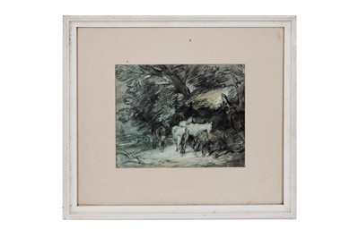 Lot 44 - Manner of Thomas Gainsborough - Horses Gather Under a Tree | pastel