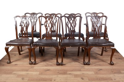 Lot 55 - A set of eight early 20th Century Chippendale-style mahogany dining chairs