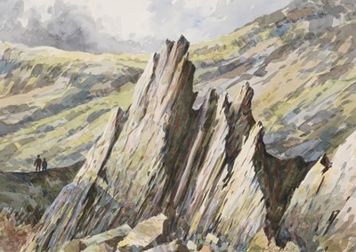 Lot 64 - George Hutchinson - Rocky outcrop within a landscape | watercolour