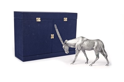 Lot 1425 - A contemporary Italian silver cast figure of an antelope