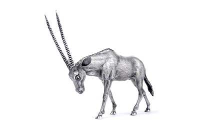 Lot 1425 - A contemporary Italian silver cast figure of an antelope