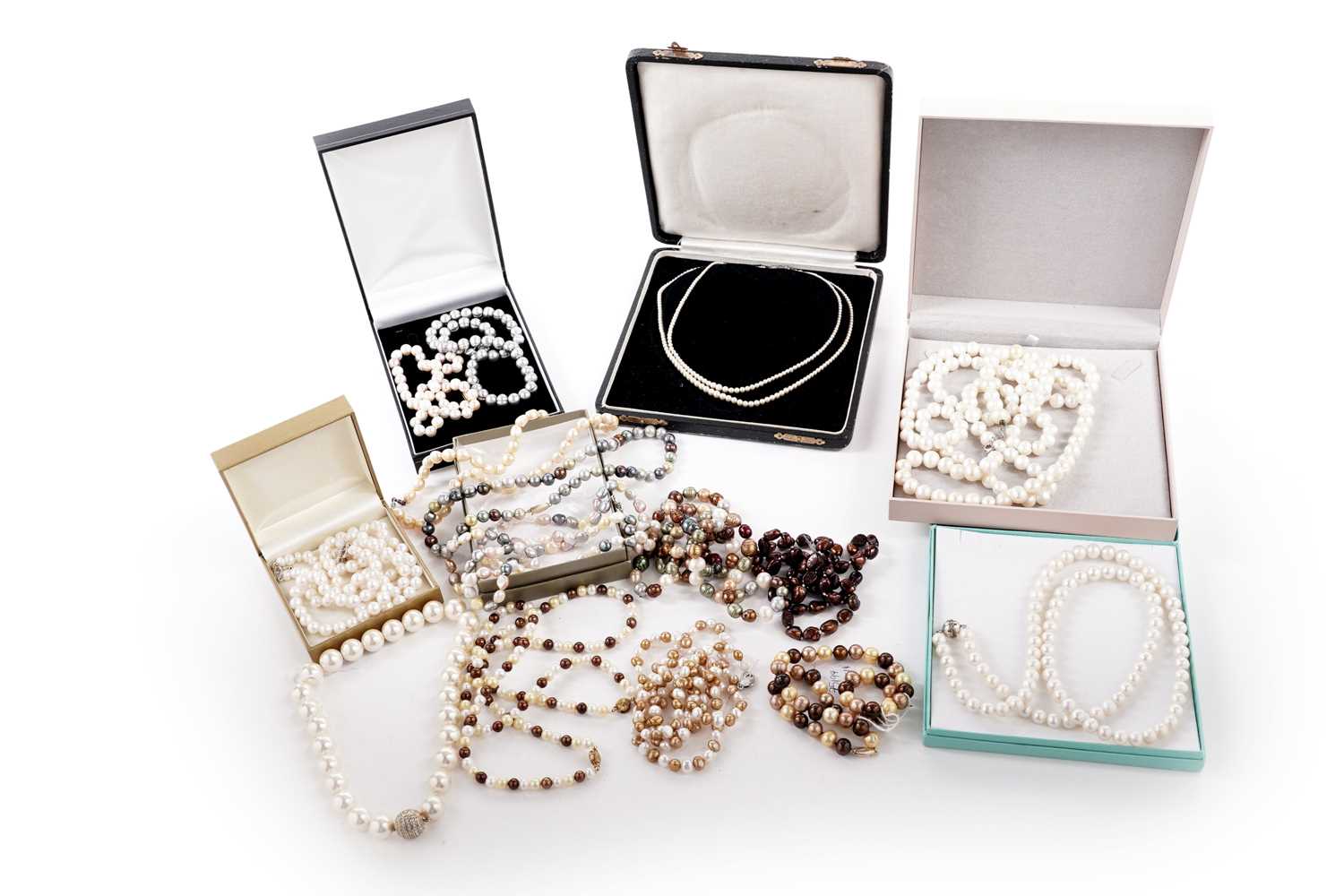 Lot 27 - A collection of cultured and faux pearl necklaces; and a lady's Citizen wristwatch