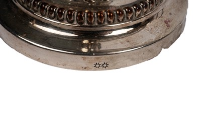 Lot 1384 - A pair of middle period Old Sheffield plated candlesticks; and other items