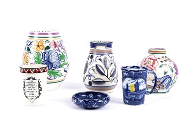 Lot 364 - ﻿Three mid-Century Poole England vases; and a selection of Maling ceramics