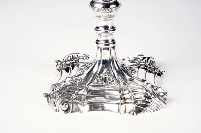 Lot 1531 - A pair of early George III cast silver candlesticks