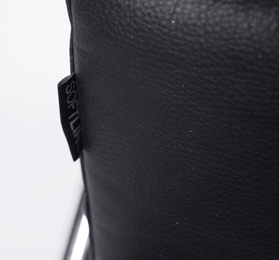Lot 813 - After Le Corbusier: a LC2 style chrome and black vinyl armchair