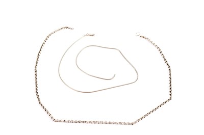 Lot 856 - A yellow gold belcher link chain necklace; a 9ct yellow gold partial chain necklace