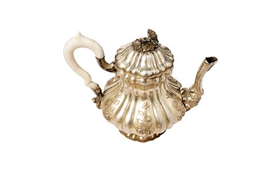 Lot 1436 - A mid-19th Century Belgian silver three-piece tea service