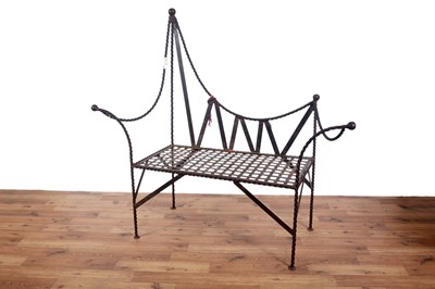 Lot 72 - A mid-20th Century wrought metal garden bench