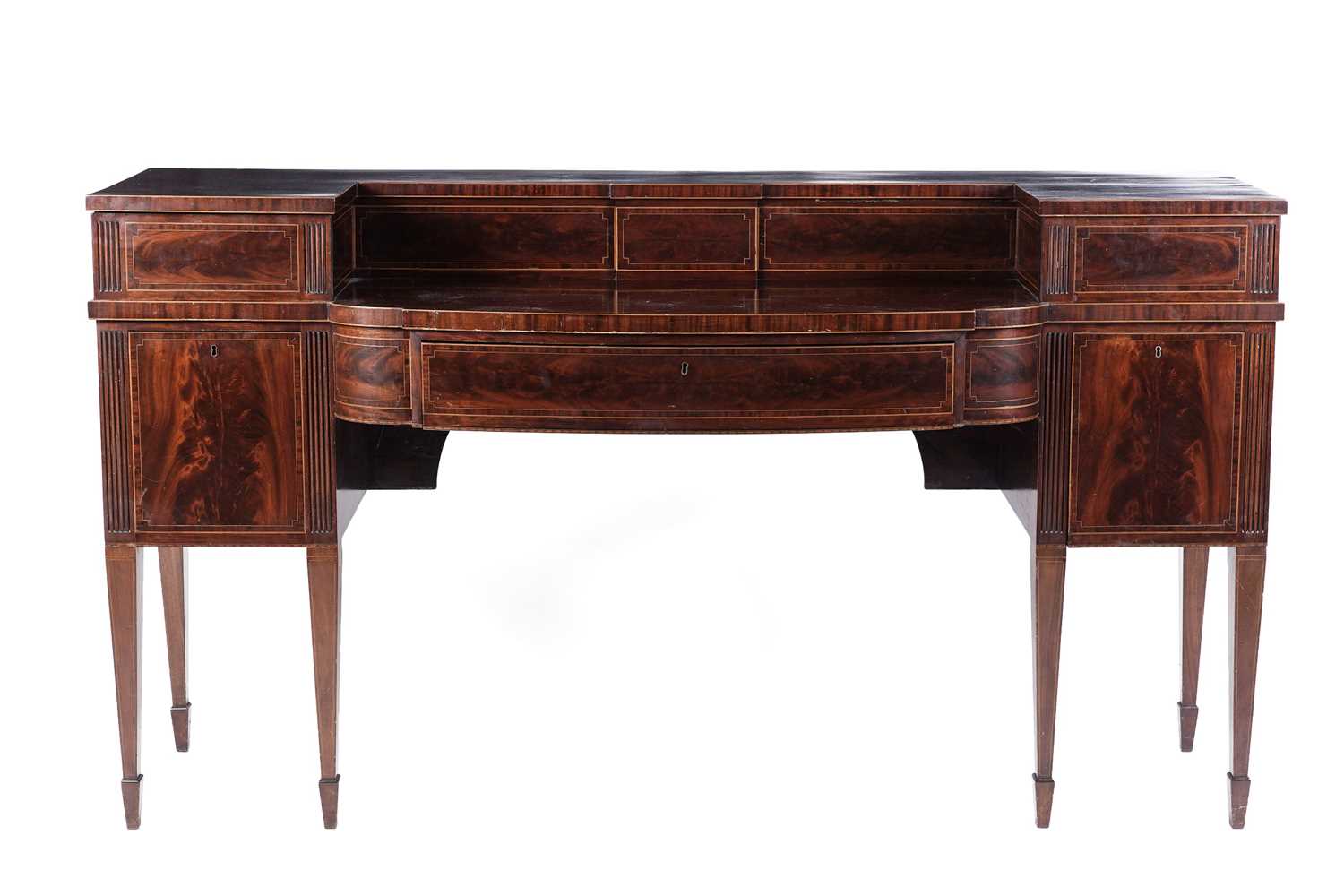 Lot 58 - A Regency Scottish mahogany and boxwood strung stage back sideboard