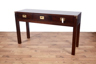 Lot 77 - A campaign-style mahogany sideboard