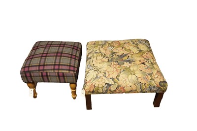 Lot 63 - A Georgian style embroidered footstool; and another