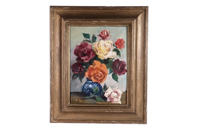 Lot 1686 - John William Gilroy - Still Life in a Blue Vase | oil