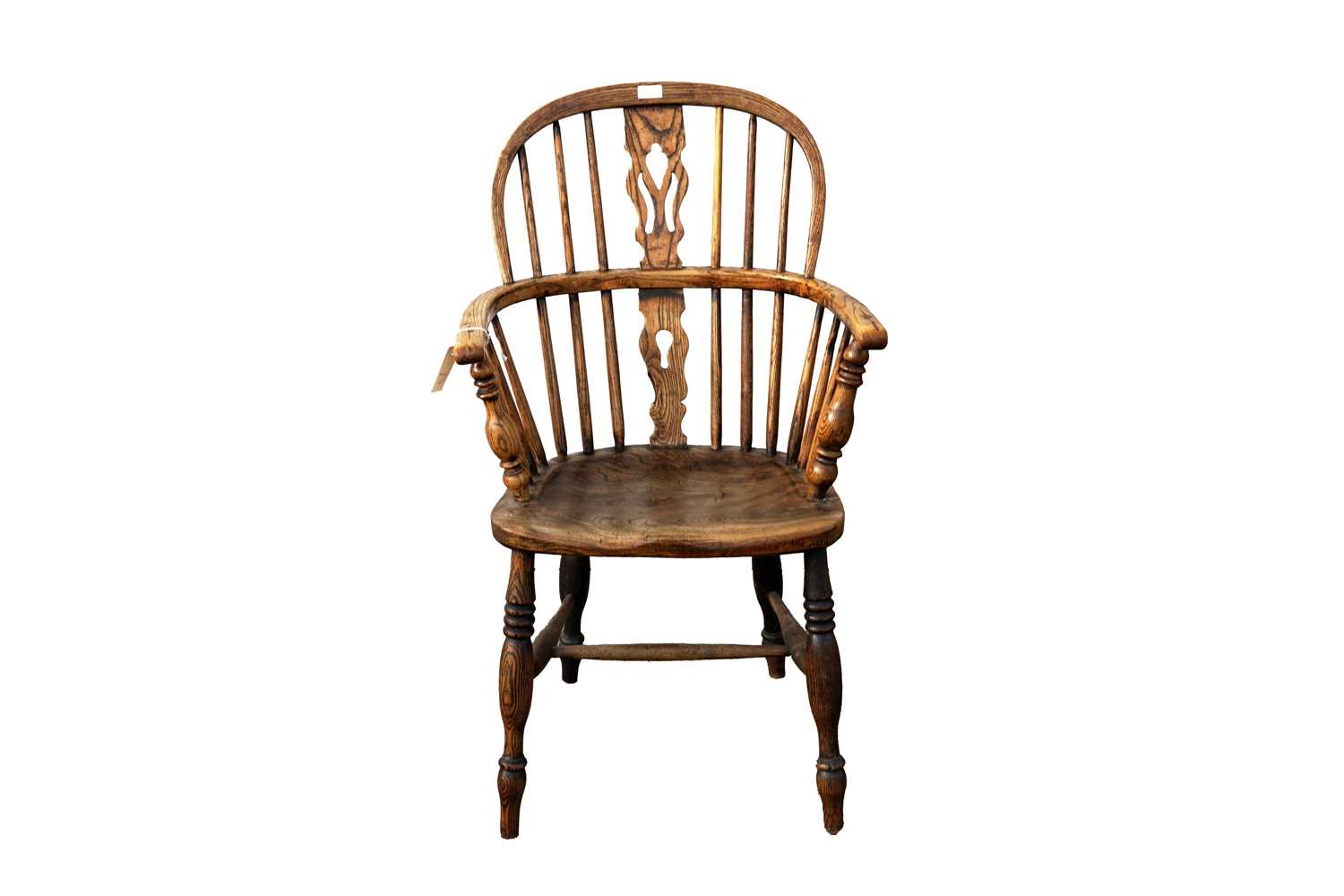 Lot 65 - A late 19th Century ash elm and oak Windsor armchair