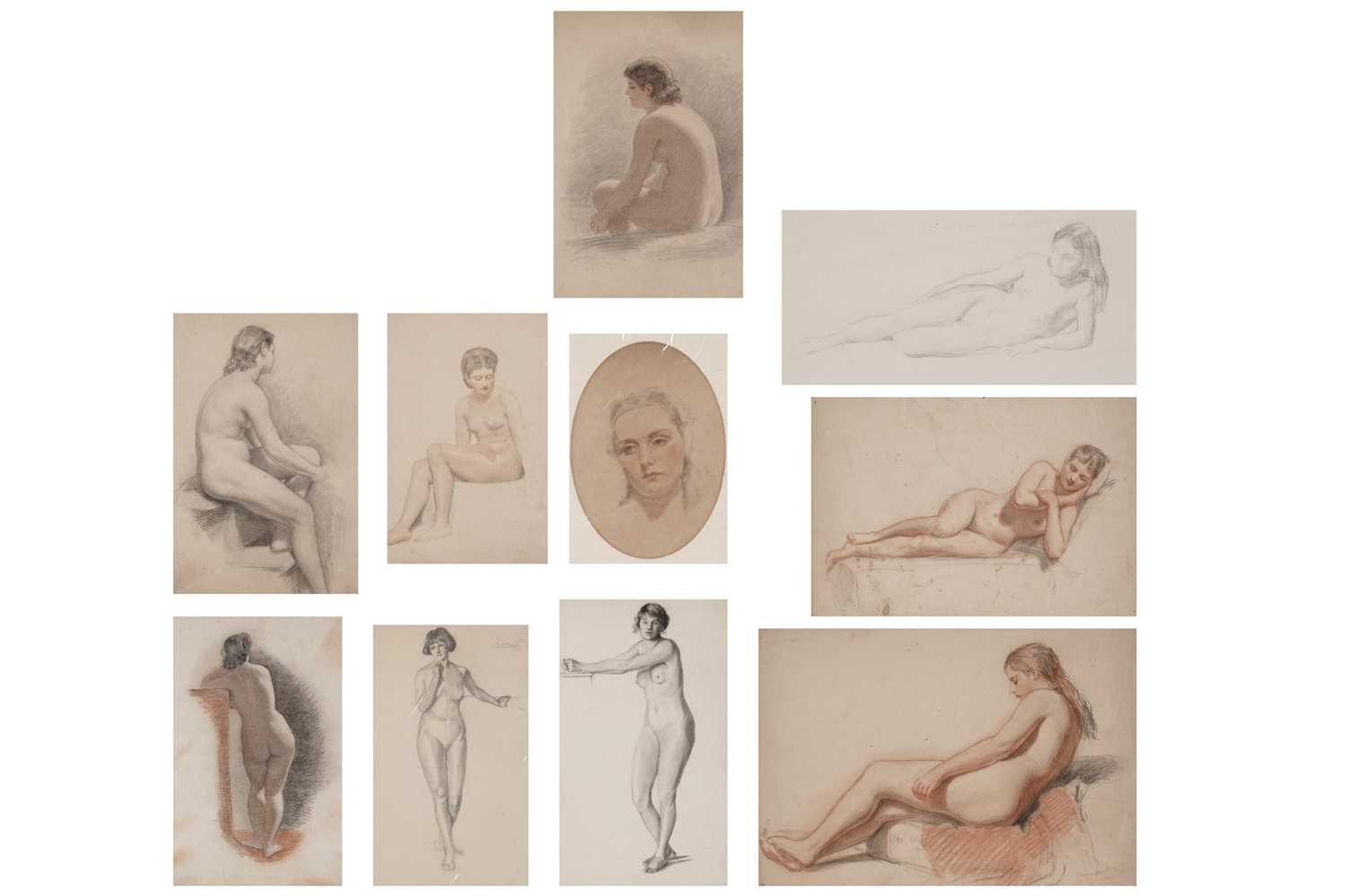 Lot 20 - 20th Century British School - Nine female nude studies | pastel drawings