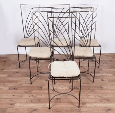 Lot 73 - A set of six contemporary high back metal garden chairs