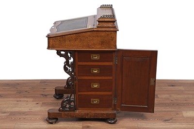 Lot 7 - A Victorian burr walnut and walnut davenport