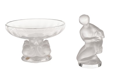 Lot 734 - A Lalique Nogent bowl; and a Diana figure