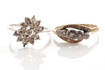 Lot 42 - A diamond five-stone ring; and a cluster dress ring