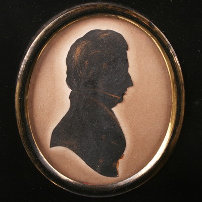 Lot 164 - Three early 19th Century silhouettes; and a pair of Victorian 'Daguerreotype' photographs