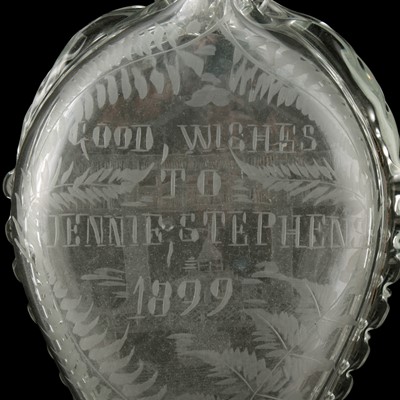 Lot 86 - A late Victorian blown and cut-glass double sided gimmel flask