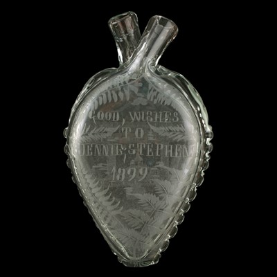 Lot 86 - A late Victorian blown and cut-glass double sided gimmel flask