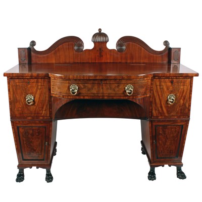 Lot 1435 - A Regency mahogany bow front pedestal sideboard