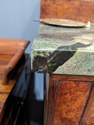 Lot 562 - An unusual Regency amboyna and rosewood marble top side cabinet