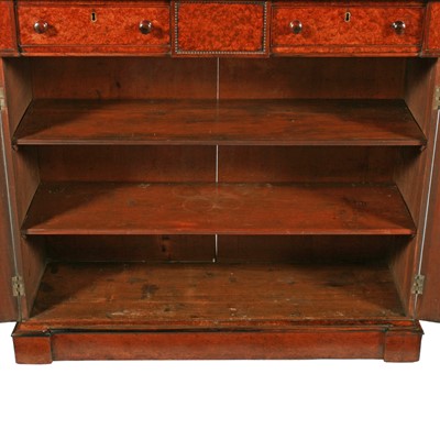 Lot 562 - An unusual Regency amboyna and rosewood marble top side cabinet