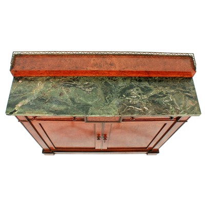 Lot 562 - An unusual Regency amboyna and rosewood marble top side cabinet