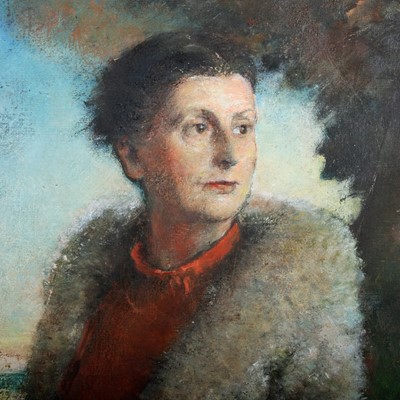 Lot 150 - Henry John Lintott - A portrait is of a lady in a fur or wool jacket | oil