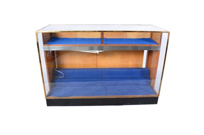 Lot 51 - Pollards, London: a pair of unusual art-deco brass and glass shop display cabinets