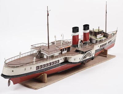 Lot 678 - A hand-built remote control scale model of a paddle steamboat