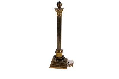 Lot 200 - A brass Corinthian column lamp base